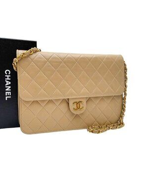 Chanel Lambskin Quilted CC Logo Chain Shoulder